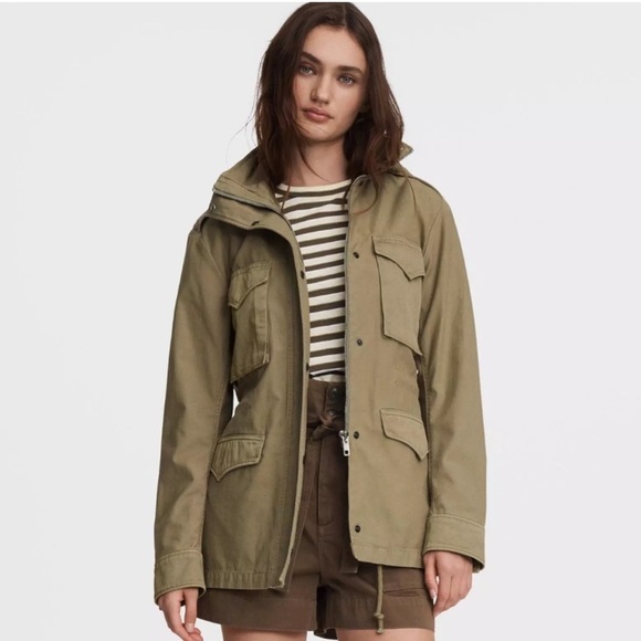 Rag & Bone M65 Field Cotton Utility Full Zip Hooded Jacket Moss Green NWT XXS - Picture 4 of 14